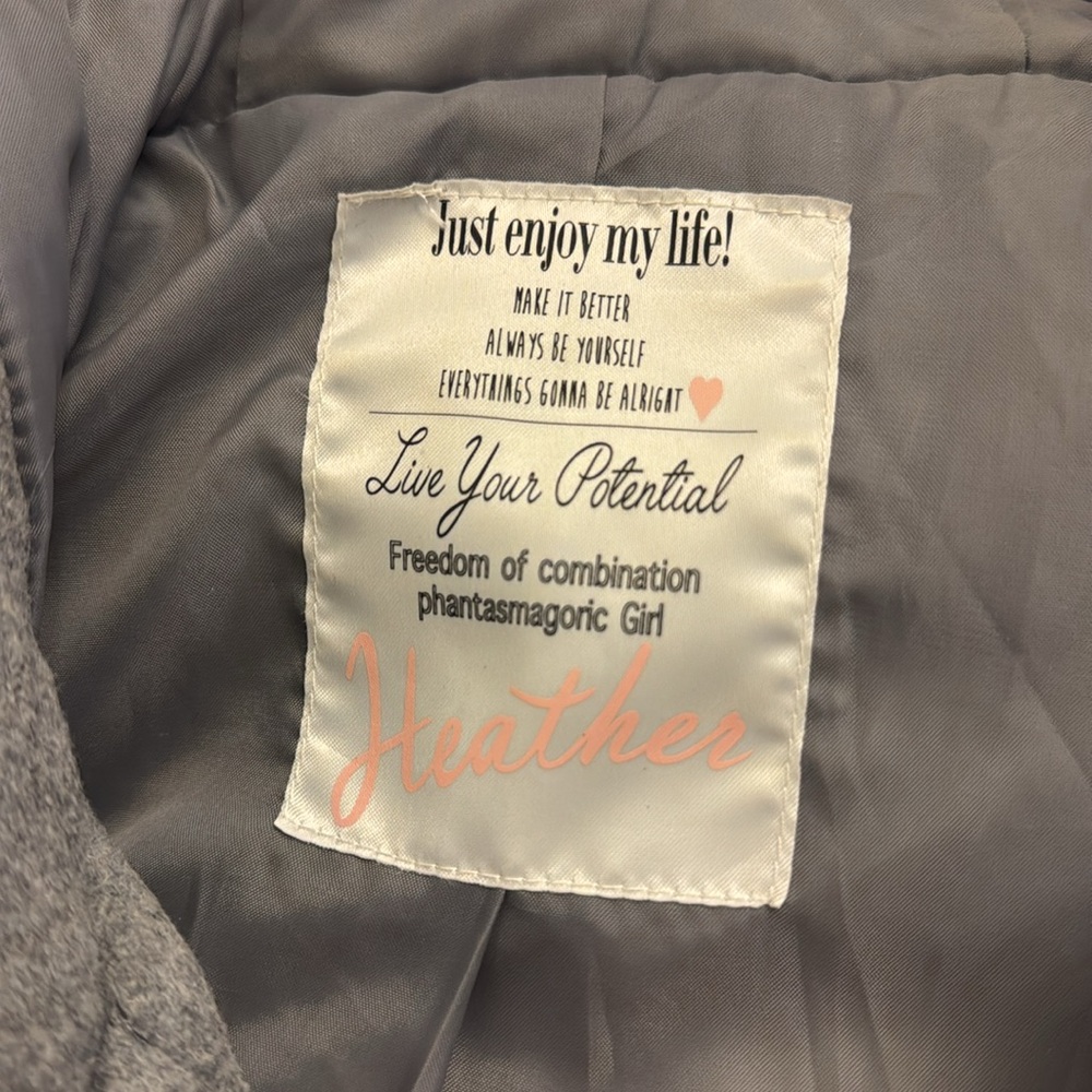 Just Enjoy My Life Gray Pea Coat M - Picture 3 of 3